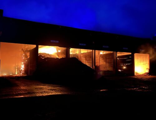 Lagerhalle in Vollbrand